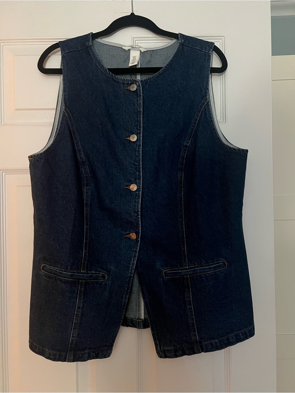 H&M Dark Blue Denim Button-Front Vest